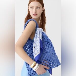 J. Crew Cadiz Hand-Knotted Rope Tote Bag Brilliant Ocean Blue BEACH GROCERY